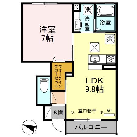 HACHI-KEN ハチケン(1LDK/1階)の間取り写真