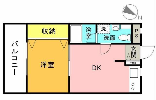 ウィステリア久が原(1DK/2階)の間取り写真