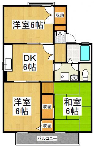 ドミール城西(3DK/2階)の間取り写真