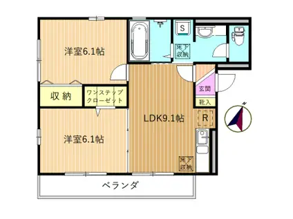 クレシアIII(2LDK/1階)の間取り写真