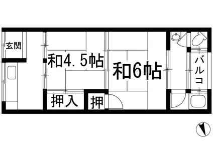 前田文化(2K/1階)の間取り写真