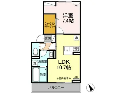 グランテラス紫塚II(1LDK/1階)の間取り写真