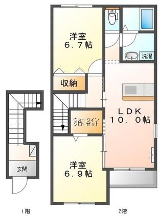 ヴァン ヴェール(2LDK/2階)の間取り写真