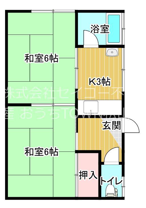 寿荘(2K/2階)の間取り写真
