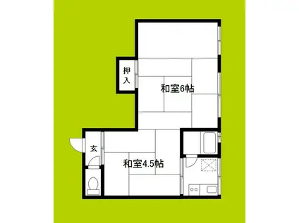 かつらマンション(2K/4階)の間取り写真