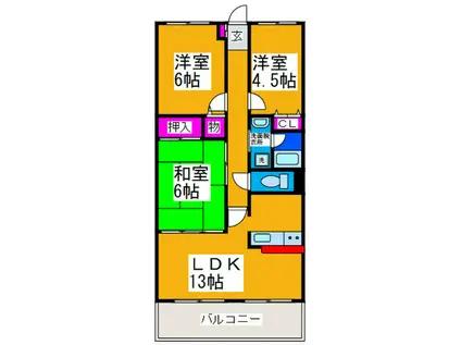 ボンソワール深井(3LDK/2階)の間取り写真
