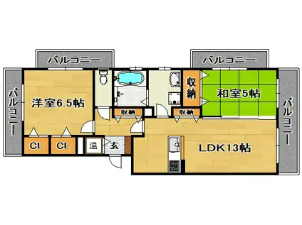 シャーメゾン天谷ハイツ田島(2LDK/1階)の間取り写真