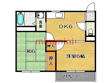 カサボニータ(2DK/2階)の間取り写真