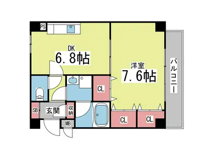 サイレンス(1DK/3階)の間取り写真