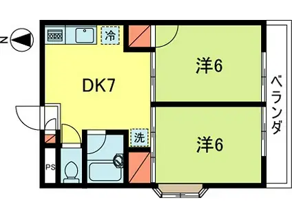 松ノ木第5ハイデンス(2DK/2階)の間取り写真