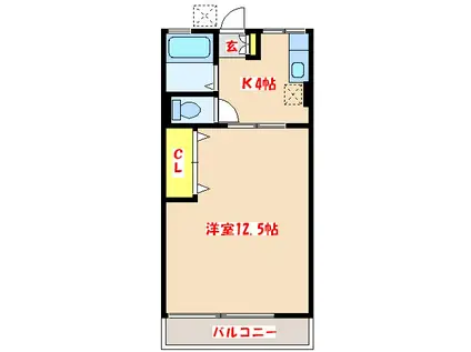 青野ハイツII(1K/2階)の間取り写真
