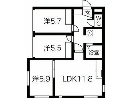 澄川コート(3LDK/2階)の間取り写真