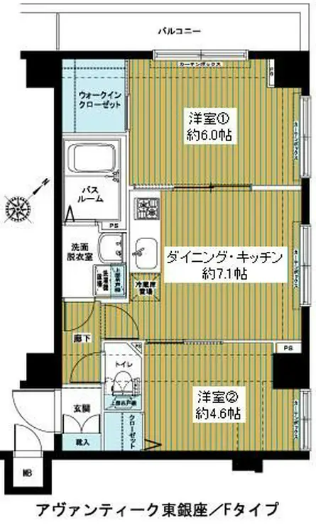 アヴァンティーク東銀座 6階階 間取り