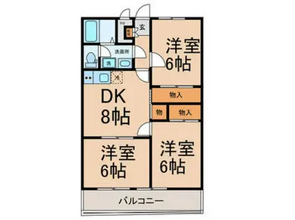ドリームマンション佐野II(3DK/2階)の間取り写真