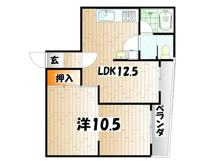 ギャランドラ富士見(1LDK/3階)の間取り写真