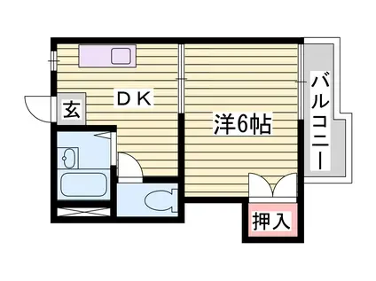 ヴィラ北平野II(1K/2階)の間取り写真