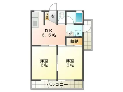 マリンハイツ(2DK/2階)の間取り写真