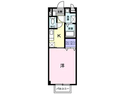 アンフィニ大澤A(1K/1階)の間取り写真