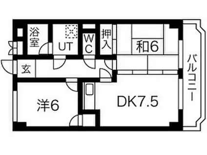 福田マンション(2DK/2階)の間取り写真