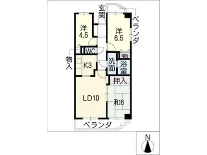名古屋NSハイツ(3LDK/4階)の間取り写真