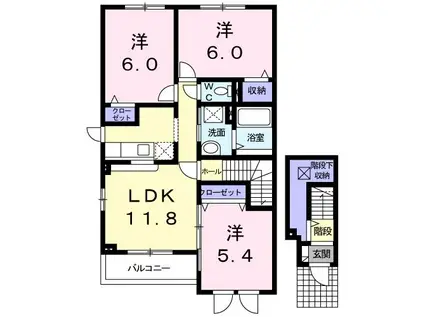 シンフォニー(3LDK/2階)の間取り写真