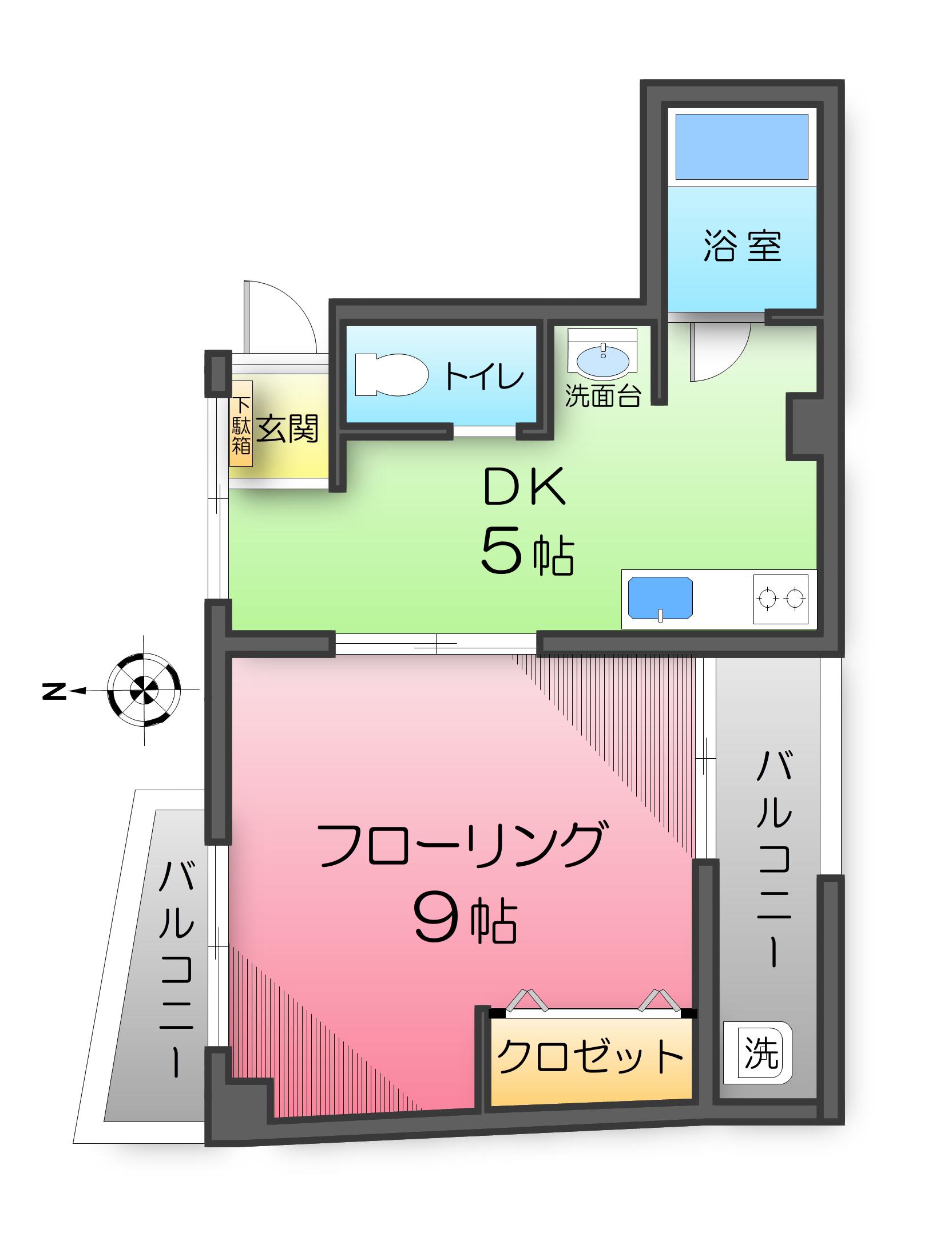 石山ビルII(1DK/2階)の間取り写真