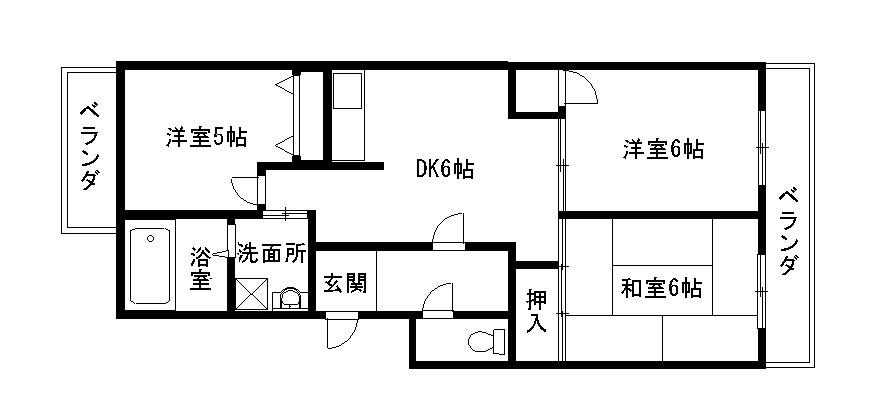 サンハイム南山本(3DK/2階)の間取り写真