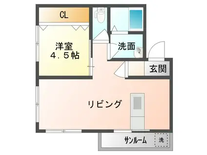 マ・メゾンII(1LDK/2階)の間取り写真