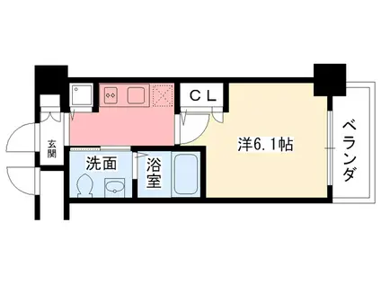 エスリード西宮北口II(1K/6階)の間取り写真