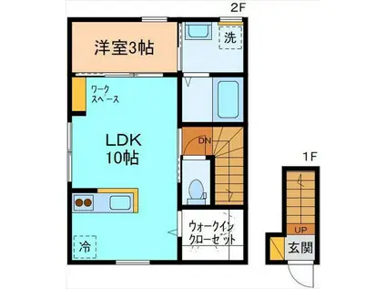 COURAGE S(1LDK/2階)の間取り写真