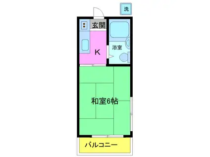 コーポフクヤ(1K/1階)の間取り写真
