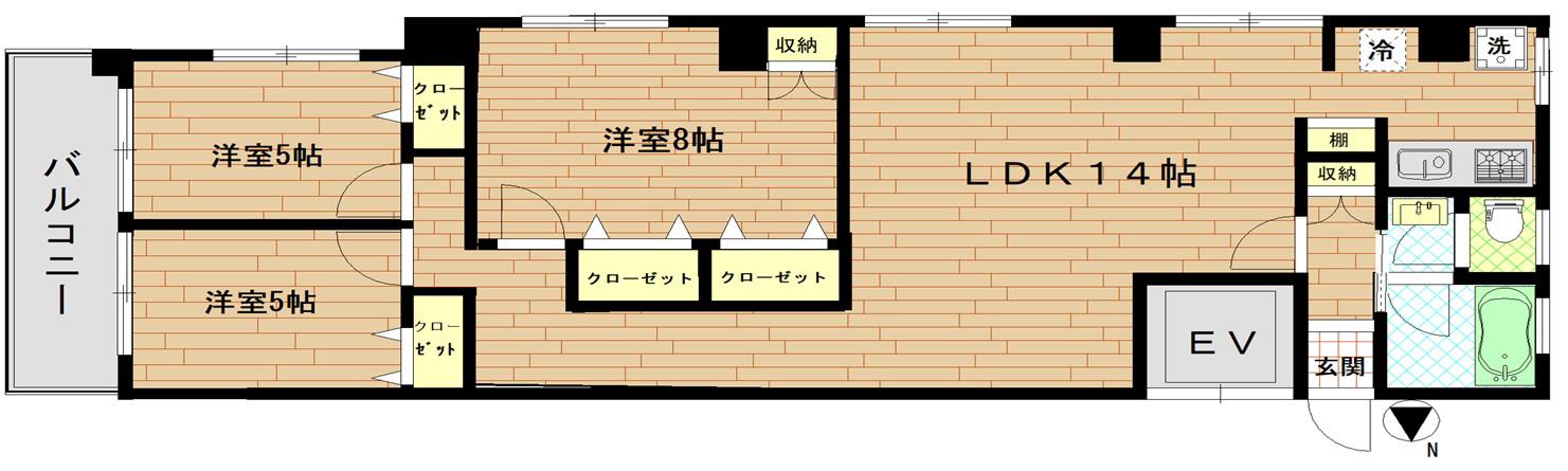 クインハイツ三田(3LDK/2階)の間取り写真