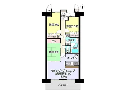 ジェネラス山王(3LDK/10階)の間取り写真