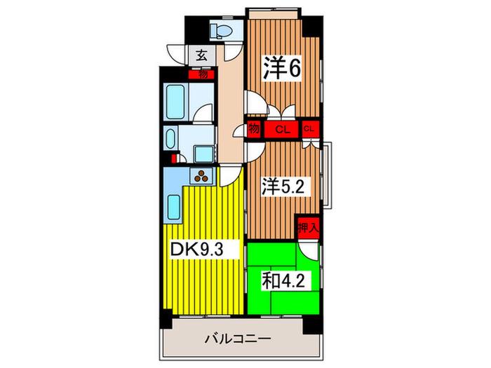 LASANTE浦和常盤公園(3DK/2階)の間取り写真