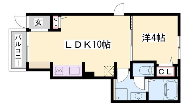 エスペランサ白国II(1LDK/1階)の間取り写真
