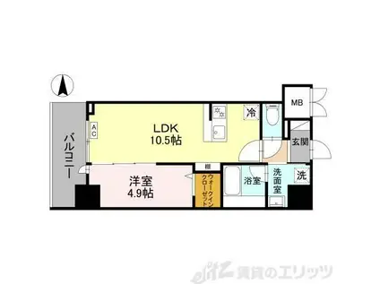 ストーリア茨木(1LDK/8階)の間取り写真