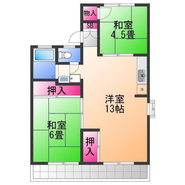 スカイコーポ(2LDK/2階)の間取り写真