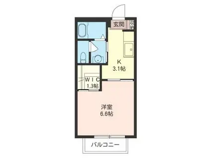 ローズガーデン II(1K/1階)の間取り写真