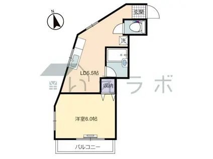 プロスパー高見(1DK/2階)の間取り写真