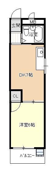 アベニュー服部(1DK/3階)の間取り写真