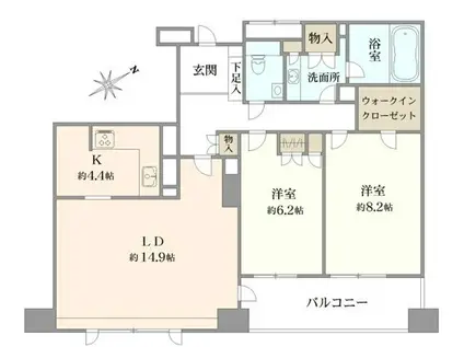 クリオレミントンハウス恵比寿(2LDK/3階)の間取り写真