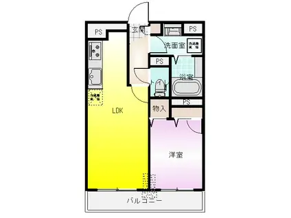 ヴァンヴェストA(1DK/3階)の間取り写真