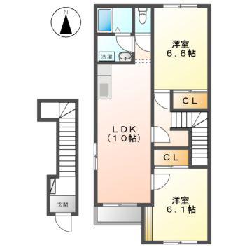 ルミエール(2LDK/2階)の間取り写真
