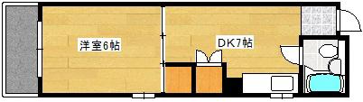 和秀舟入本町ビル(1DK/2階)の間取り写真