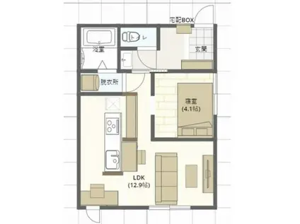 HEYAMORI NIIJIMA(1LDK/1階)の間取り写真