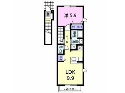 シェトワ(1LDK/2階)の間取り写真