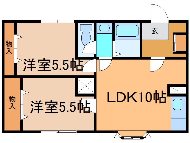 近藤ハイツ(2LDK/1階)の間取り写真