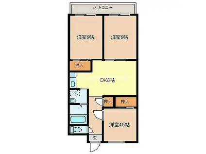 レジデンス黒田(3DK/4階)の間取り写真