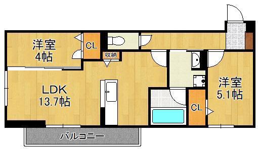D-ROOM前田(2LDK/3階)の間取り写真