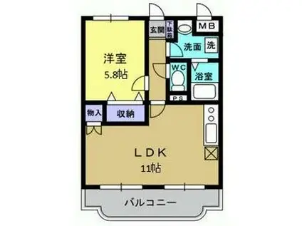 Y&Mカルム東峰(1LDK/3階)の間取り写真